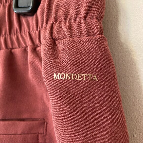 Mondetta Size L High-Rise Ankle Pants Pink, Wide Leg Textured Drawstring - Picture 5 of 8